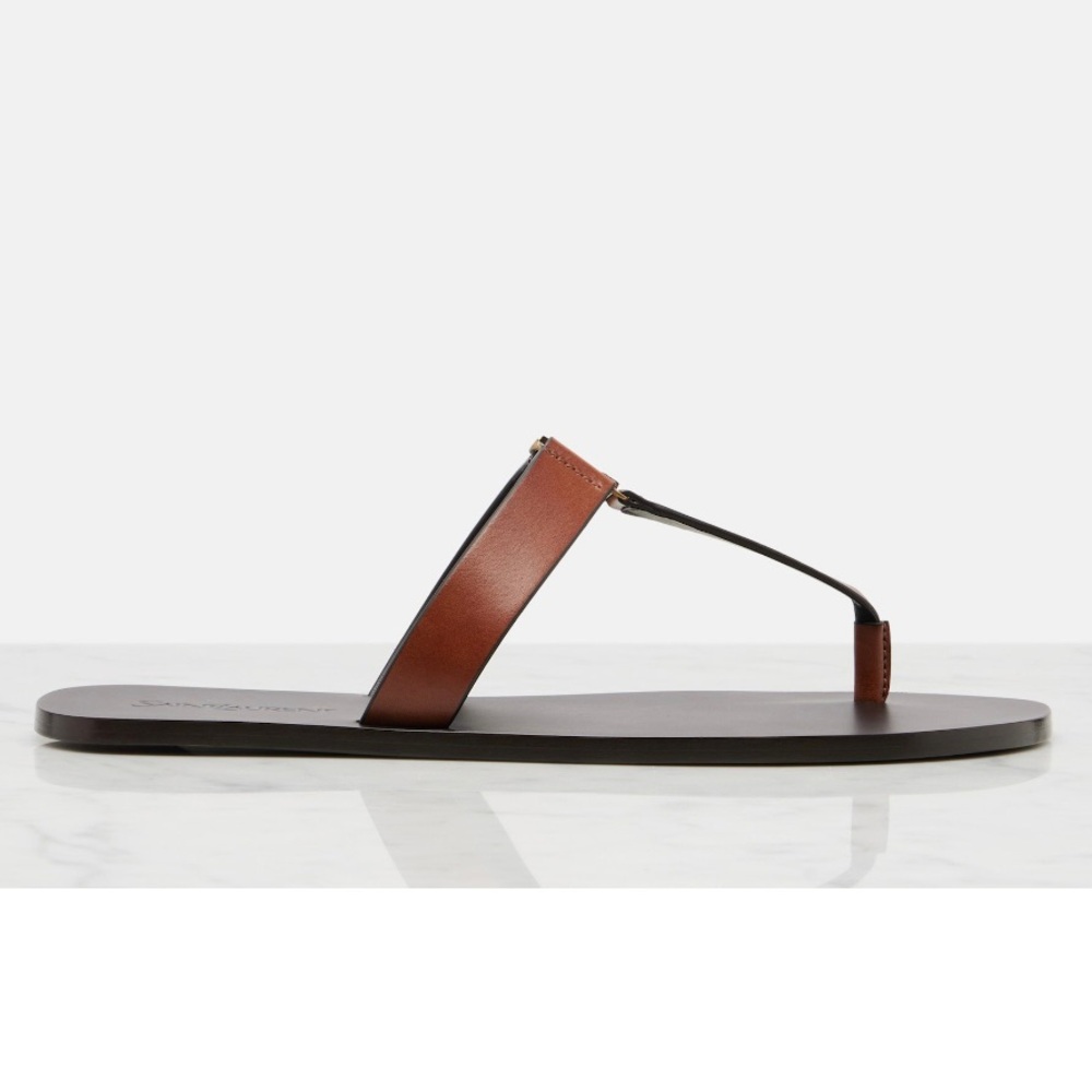 SAINT LAURENT Babylone YSL logo leather thong sandals - Picture 6 of 6